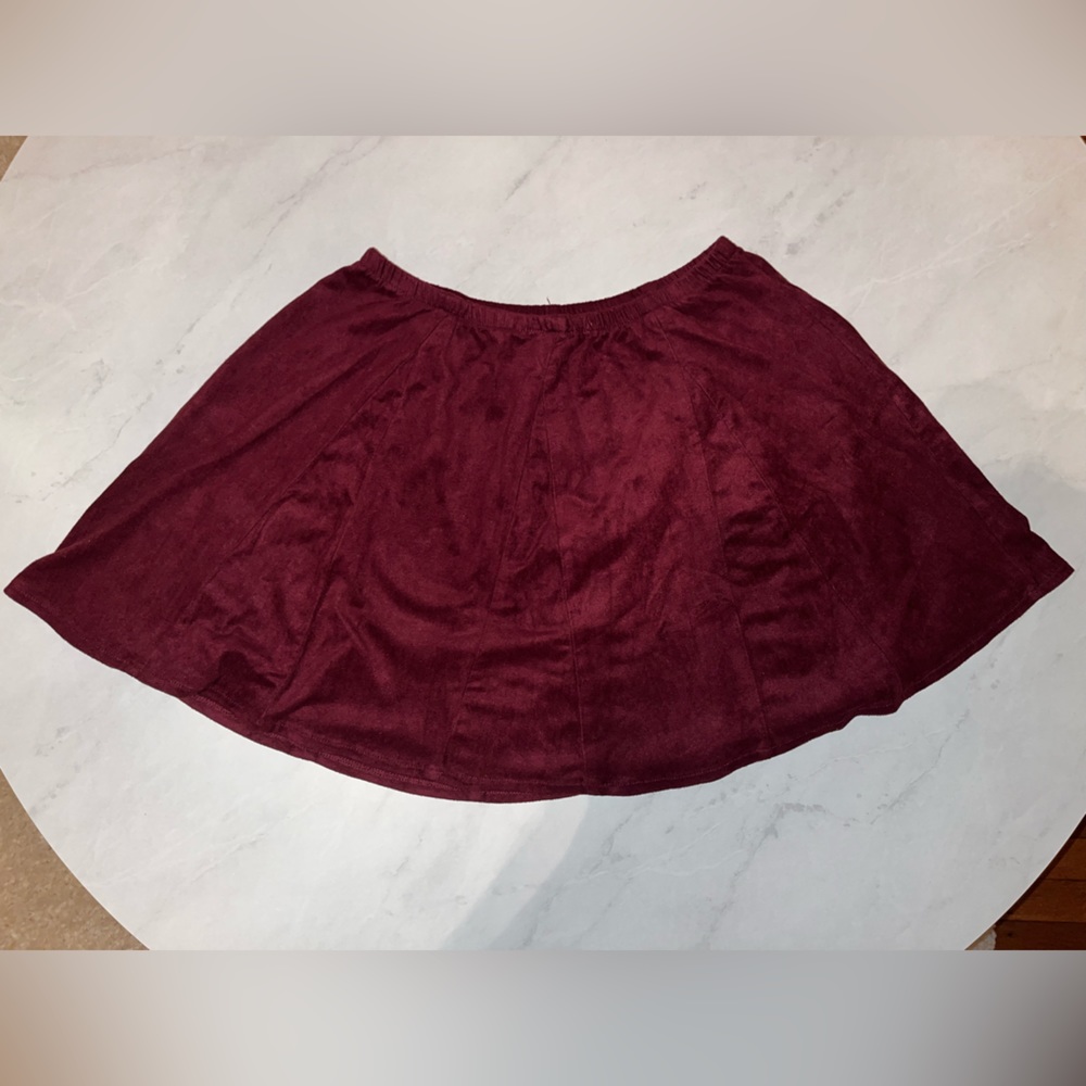 Burgundy suede skater skirt